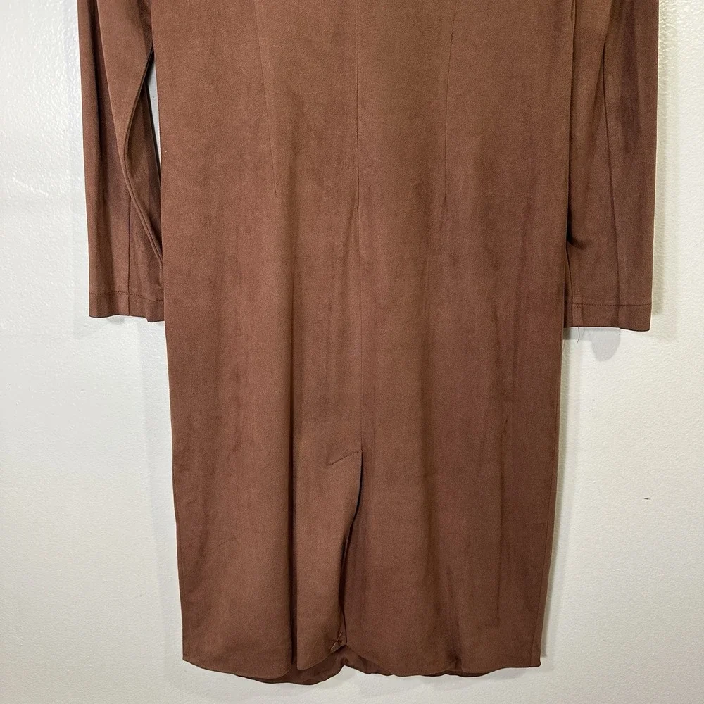 NWT Nicole Miller Women's 8 Faux Suede Long Sleeve Twist Front‎ Dress